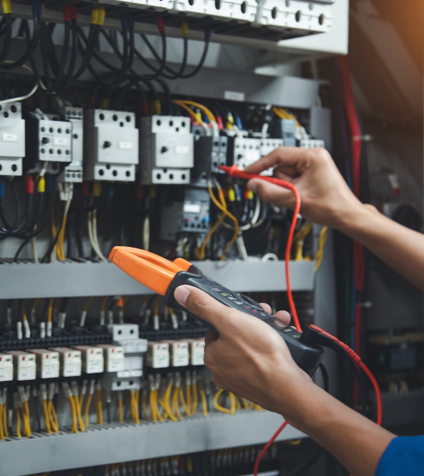Engineer operating switchboard